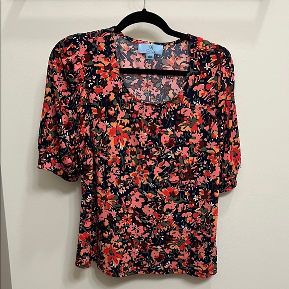 CeCe Floral Blouse - Black and Red - Picture 1 of 3